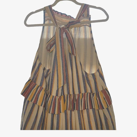 DAVI & DANI Tiered Lined Striped Ruffle Maxi Dress Oversized Adjustable Straps - Picture 11 of 13